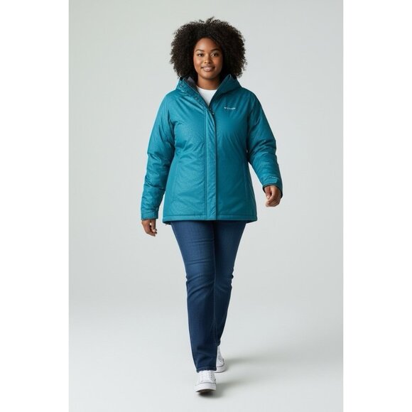 *New Columbia Gotcha Groovin Jacket Coat Womens Plus 2X Teal Outdoor Winter Snow - Picture 1 of 12